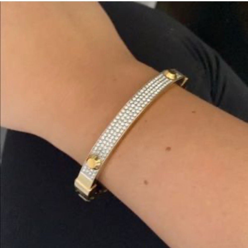 MICHAEL KORS GOLD plated‎  CRYSTAL STUD BANGLE - Picture 3 of 11